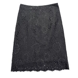 Brooks Brothers Lace Skirt Floral Lined Black Petite Size‎ 4 Fits 26" USA Grunge